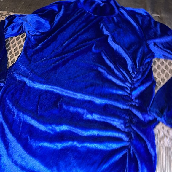 NEW Gorgeous Velvet Feel Blue Formal Dress Plus Size - Picture 5 of 7